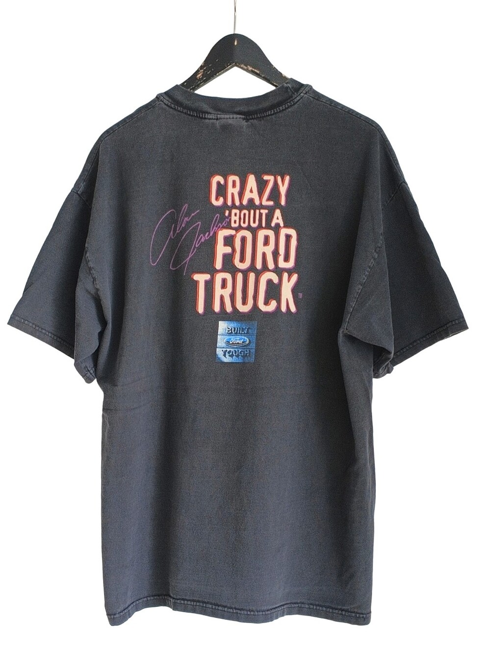 VTG 1990s Alan Jackson Ford Truck Graphic Tee Black Faded Hanes Beefy-T XL